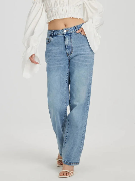 Mid Waisted Jeans Women's Spring Autumn Fashion