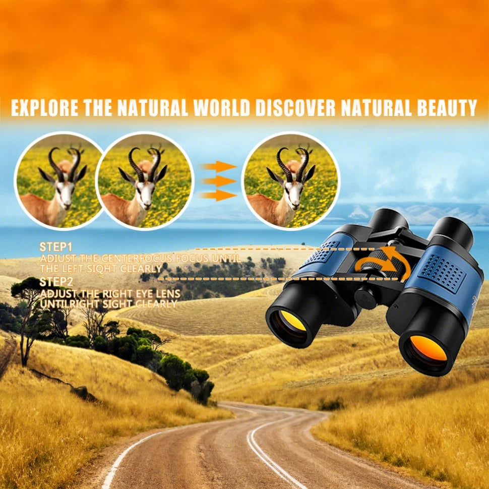 Alpine Outdoor Supplies high-power 80x80 binoculars with wide-angle lens, compact design, suitable for adult outdoor viewing.