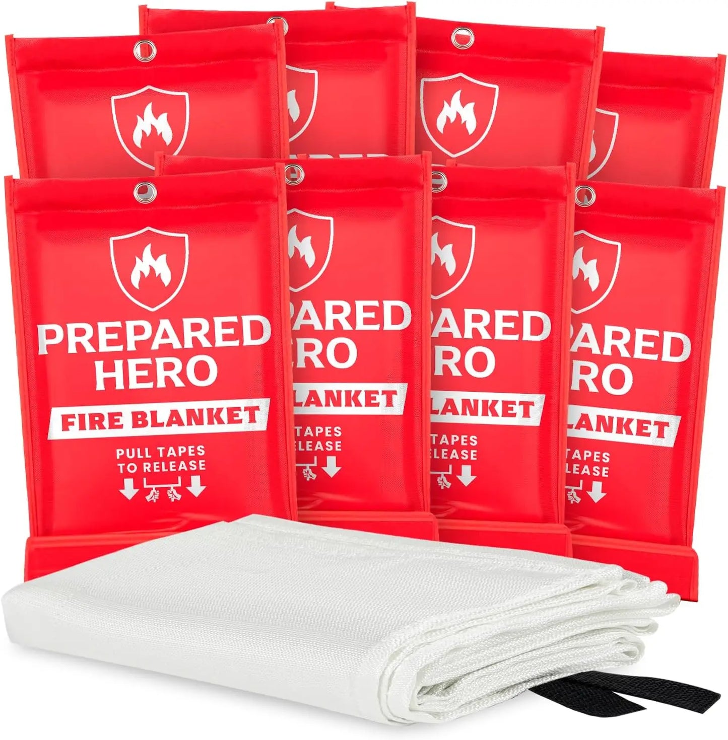 Hero Emergency Fire Blanket - 8 Pack - Fire Suppression Blanket for Kitchen, 40” x 40” Fire Blanket for Home