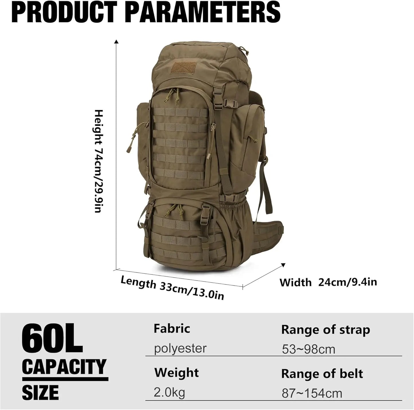 Internal Frame Backpack with Rain Cover