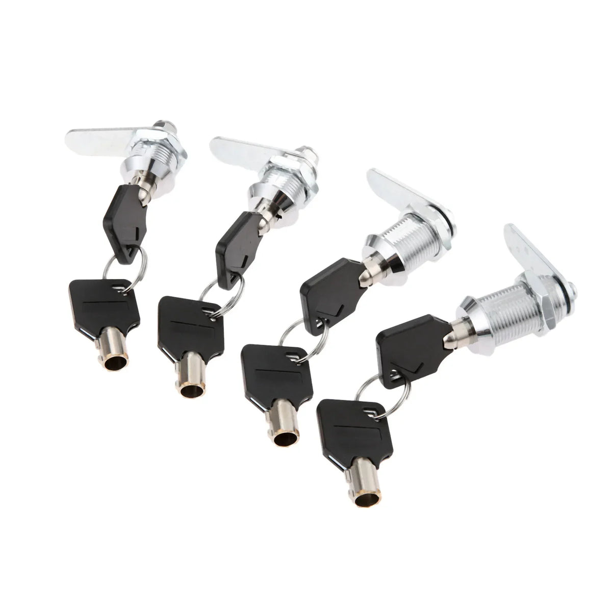 Set of Alpine Outdoor Supplies tubular cam locks with keys, for drawers, cabinets, and mailboxes, includes locking plates in various sizes