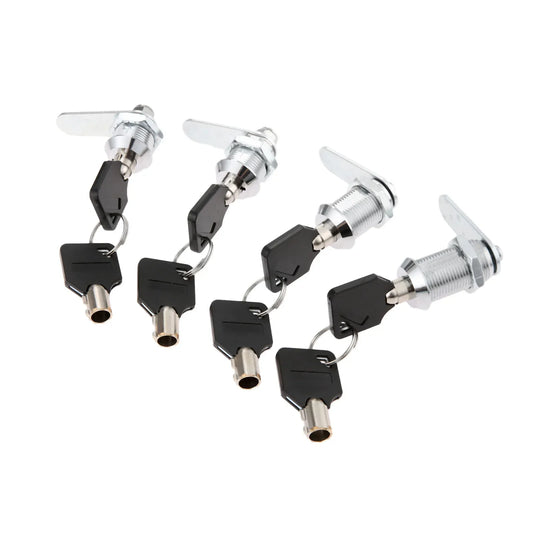 Set of Alpine Outdoor Supplies tubular cam locks with keys, for drawers, cabinets, and mailboxes, includes locking plates in various sizes