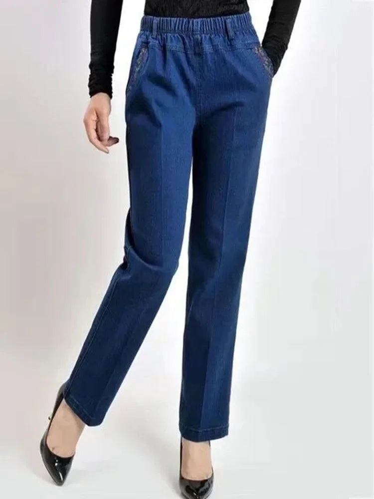 Woman Big Size Spring Vintage Stretch Denim Pants