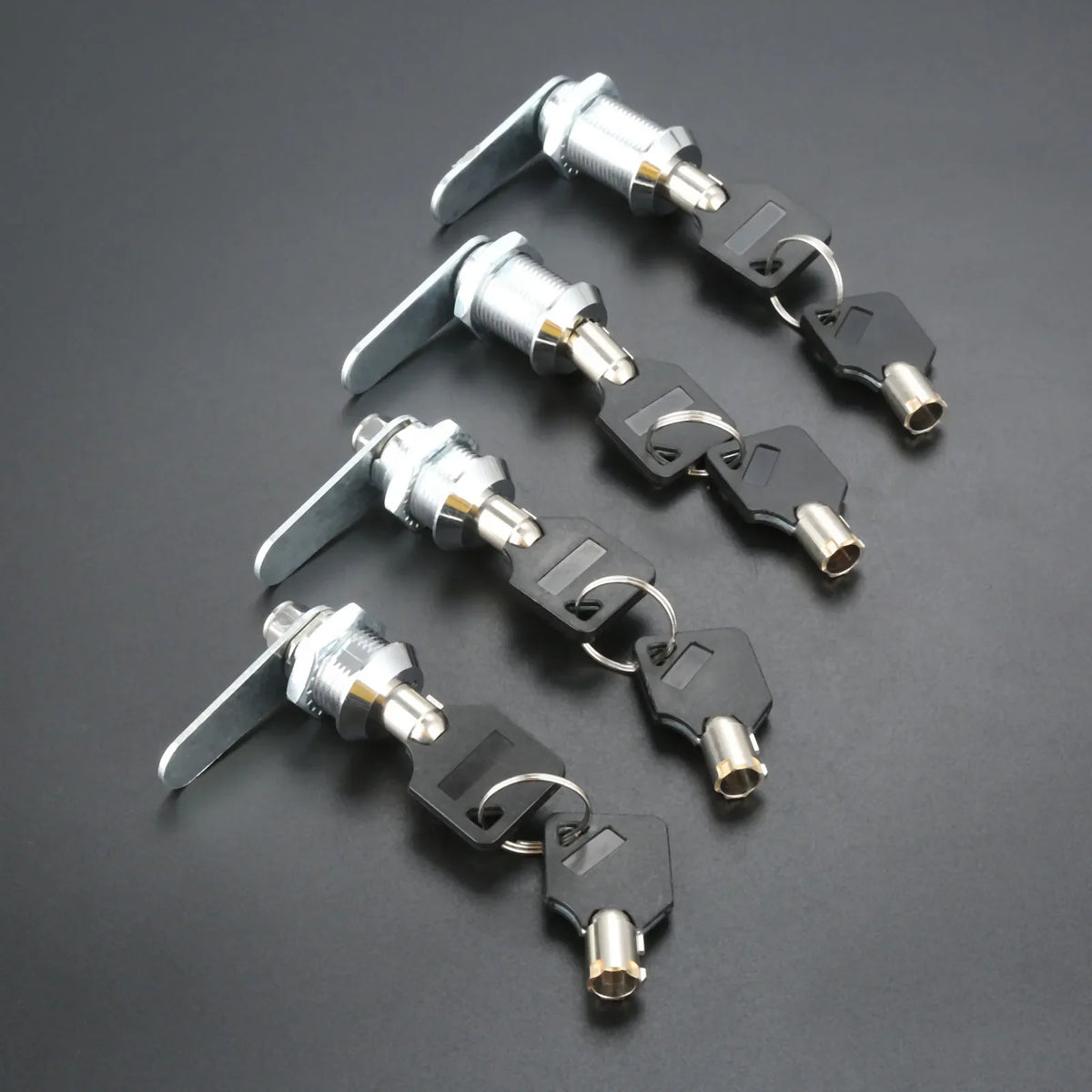 Alpine Outdoor Supplies cabinet cam lock set with locking plate, available in 16-30mm, includes keys for drawers, mailboxes, and cupboards.