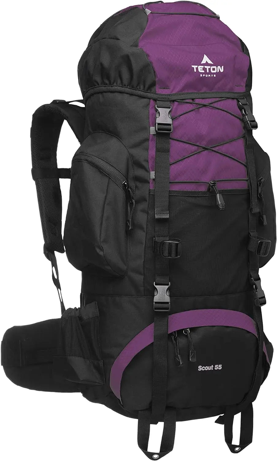 55L Internal Frame Backpack for Hiking, Camping, Backpacking, Rain Cover Included