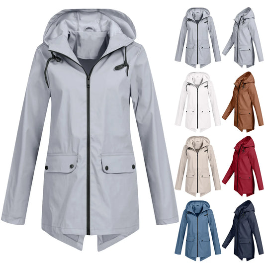 Camping Rain Jacket Women with front zipper