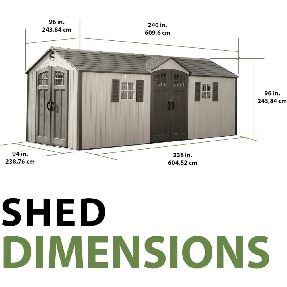 20 X 8 Feet Outdoor Storage Shed with Lockable Door, Desert Sand Color, Shed