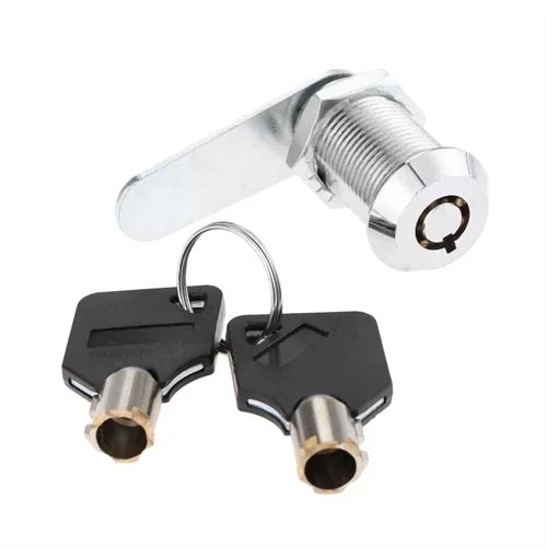 Drawer tubular cam lock set with keys, includes locking plate for doors, mailboxes, or cabinets, 16-30mm sizes from Alpine Outdoor Supplies