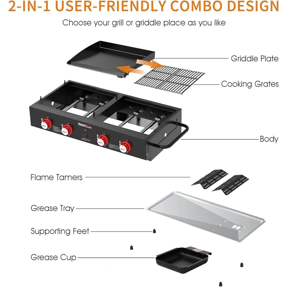 4-Burner Tailgater Grill & Griddle Combo