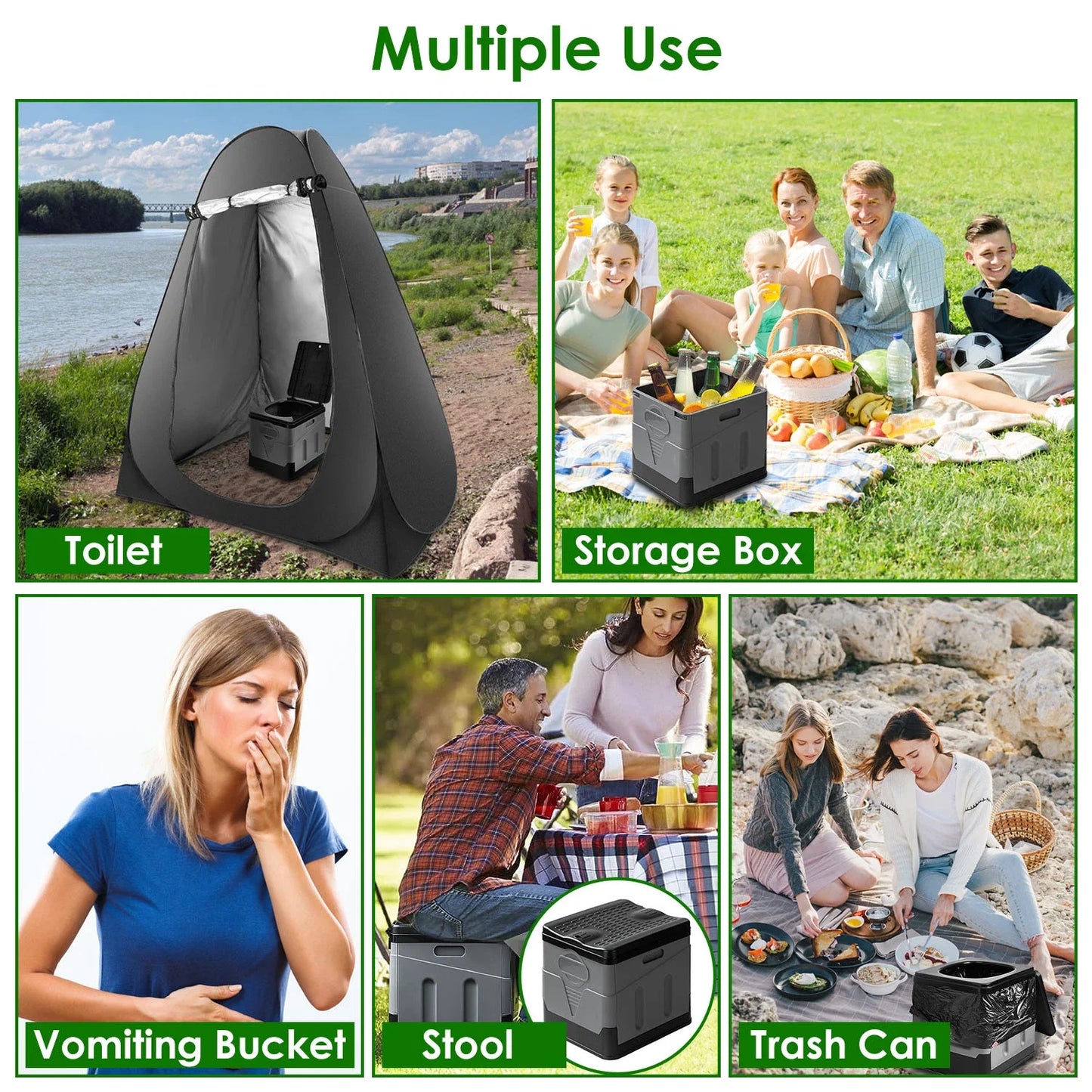 Portable Camping Toilet, Foldable Toilet for Adults Porta Potty