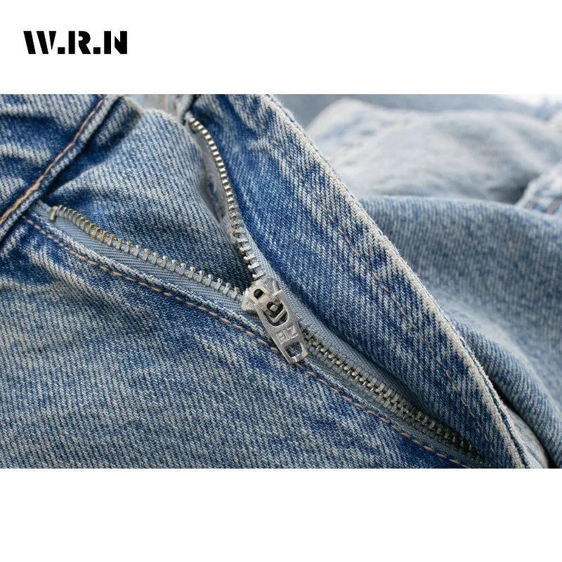 Vintage High Waist Blue Jeans Women's Casual