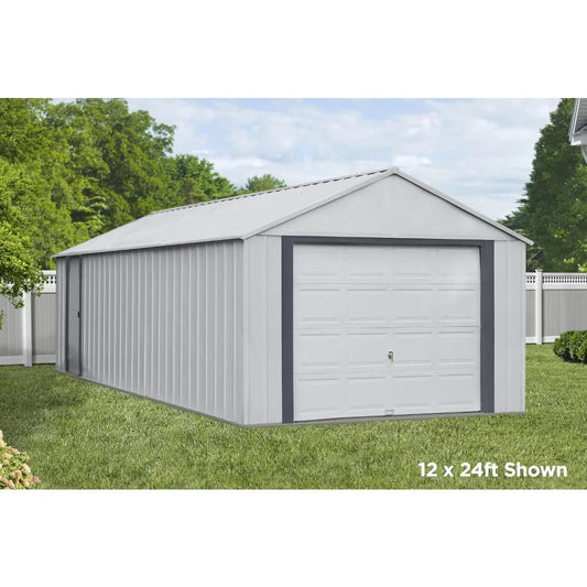 Galvanized Steel Wall Storage Building, Ultra-High Wall, Ultra Wide Rolling Shutter Door, 12 in x 24 in