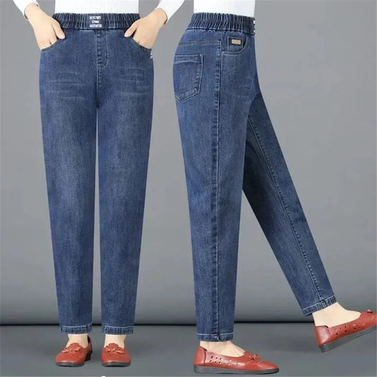 Jeans New Large Size Elastic High Waist Denim Pants