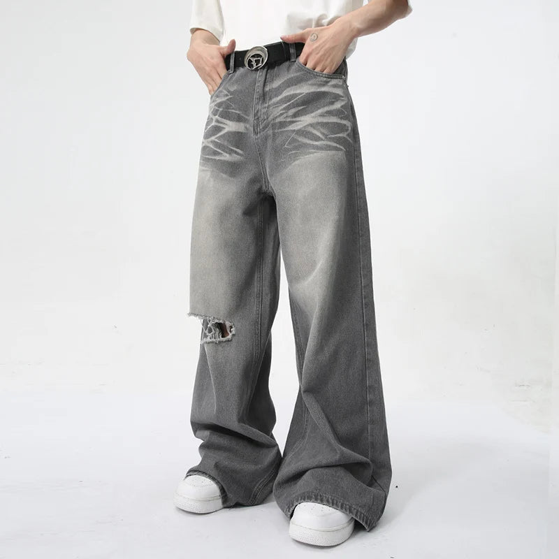 Summer Men's Wear New Jeans Straight Wide Leg Denim Pants Casual