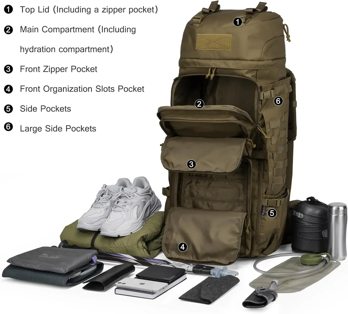 Molle Hiking Internal Frame Backpacks with Rain Cover