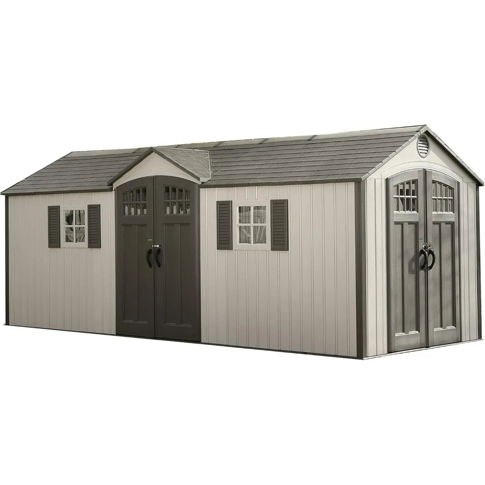 20 X 8 Feet Outdoor Storage Shed with Lockable Door, Desert Sand Color, Shed