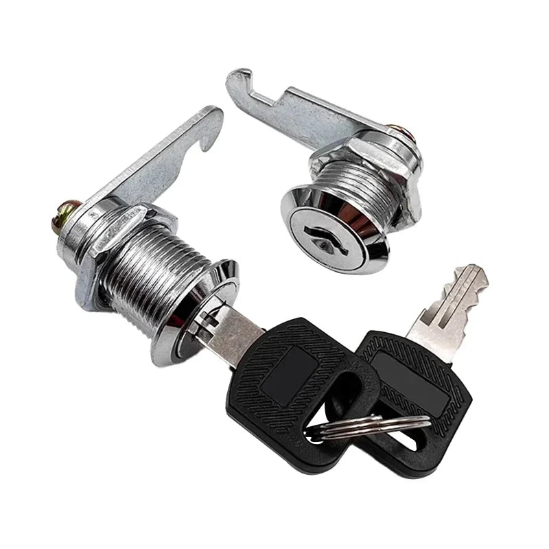 Alpine Outdoor Supplies metal cylinder cam lock with keys for cabinets, mailboxes, and drawers in various sizes.
