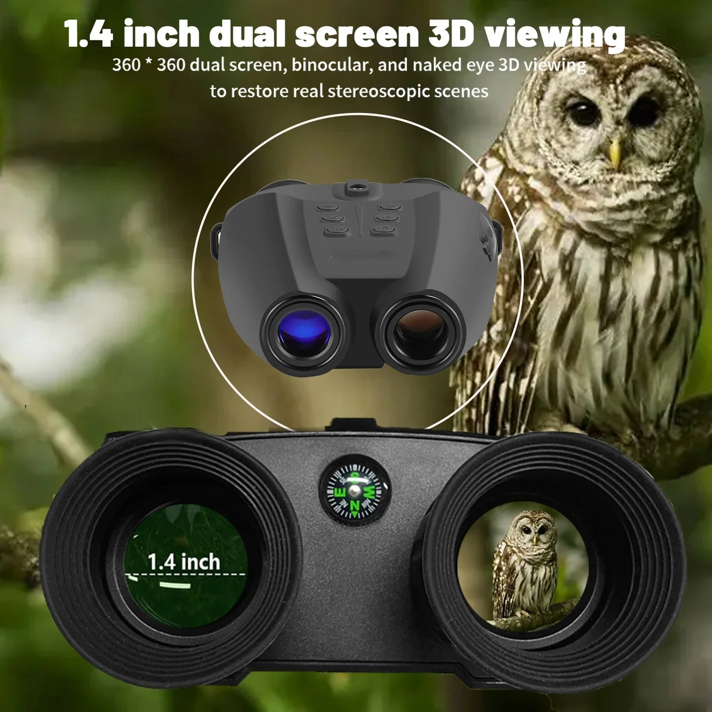 1080P Video Camera 8X Zoom NVG Mount Head Mounted Infrared Night Binoculars