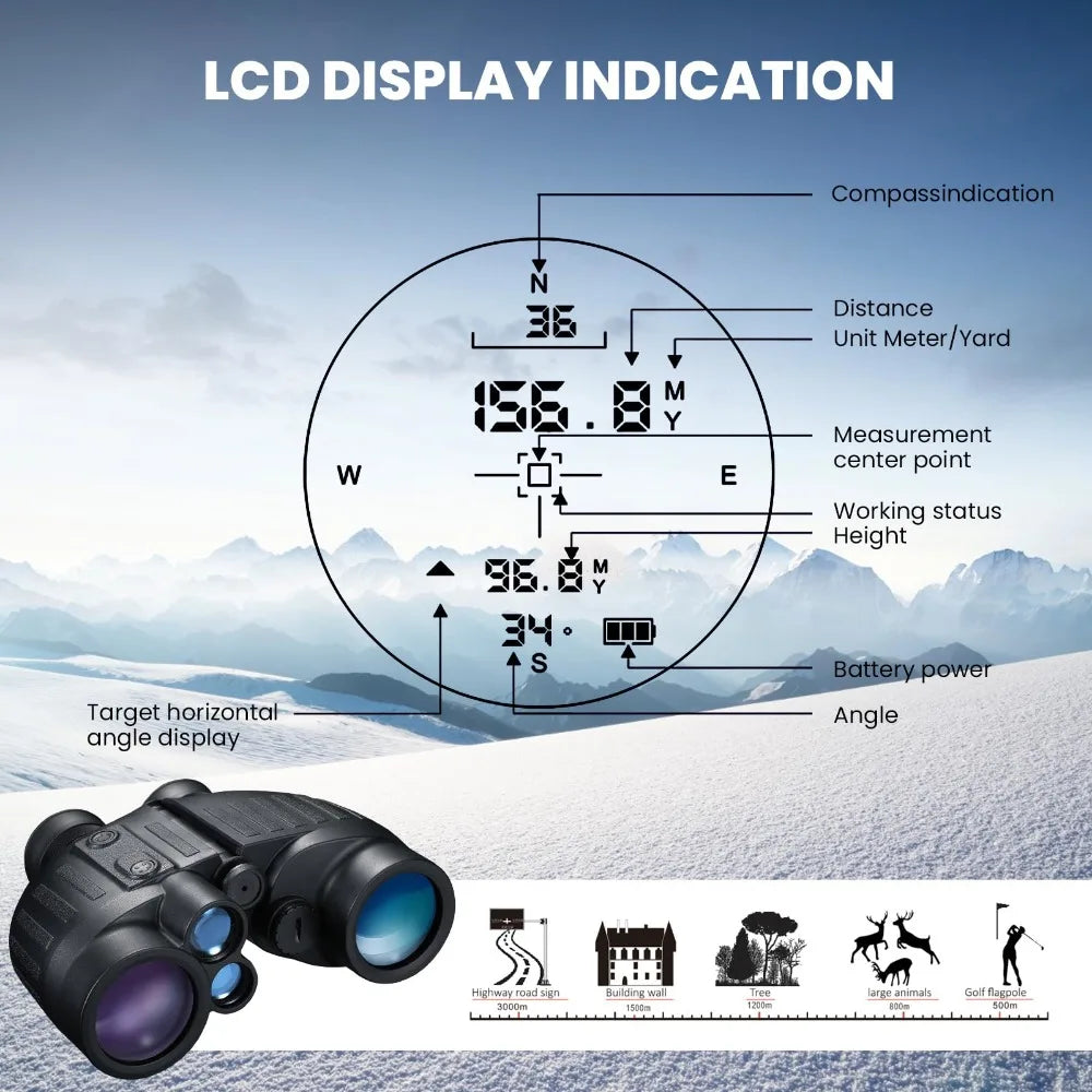 Alpine Outdoor Supplies 8x40 binoculars with 40mm FMC lens, waterproof HD bird watching telescope with rangefinder and compass.