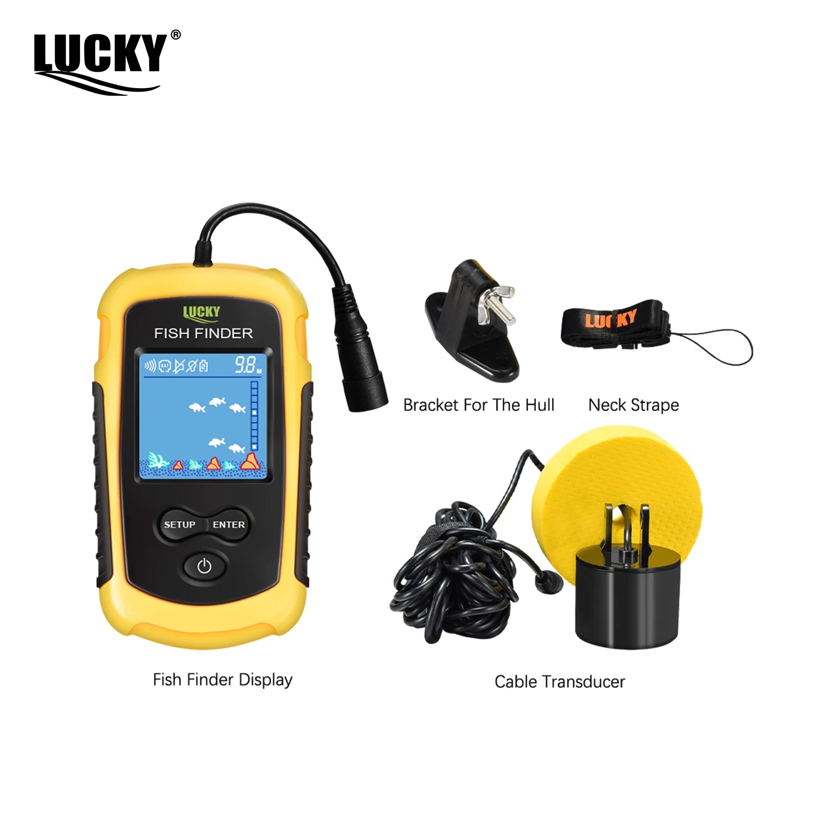 FFC1108-1 Alarm 100M Portable Sonar Fish Finders 45 degrees Sonar Coverage Echo Sounder Alarm Transducer Lake Sea Fishing - Alpine Outdoor Supplies and More