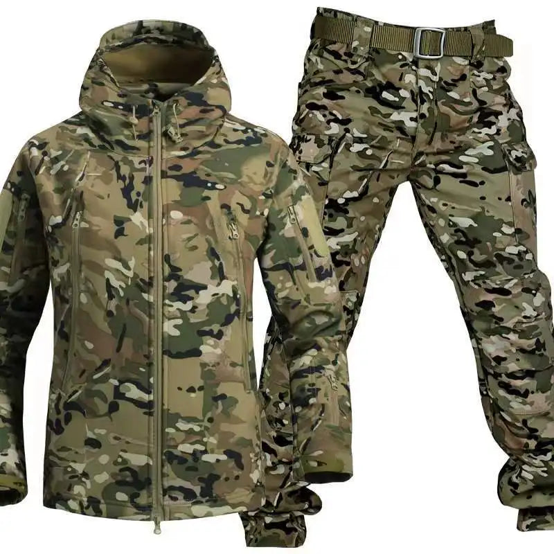 Men and Women Outdoor Shark Skin  Jackets and Pants Set.