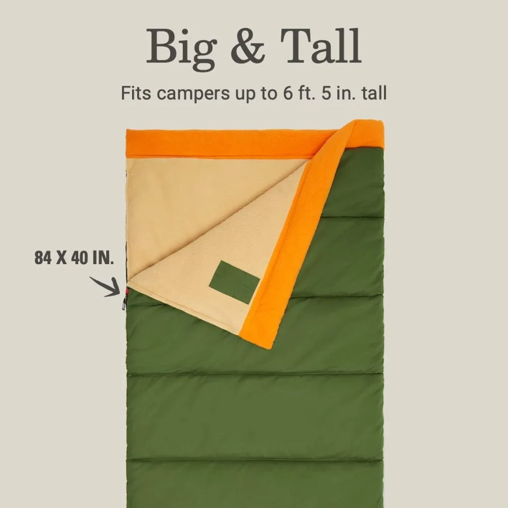 0°F Big & Tall Sleeping Bag with 2-Way Zipper.