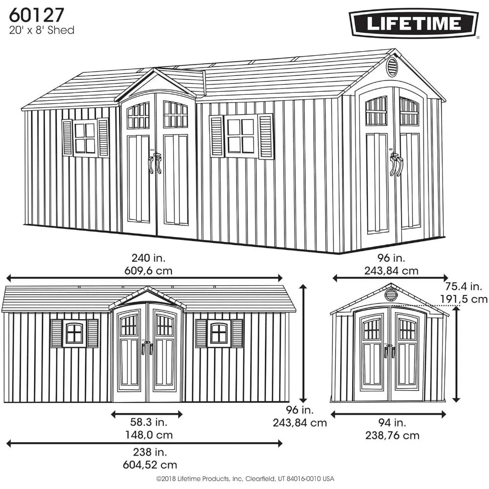 20 X 8 Feet Outdoor Storage Shed with Lockable Door, Desert Sand Color, Shed