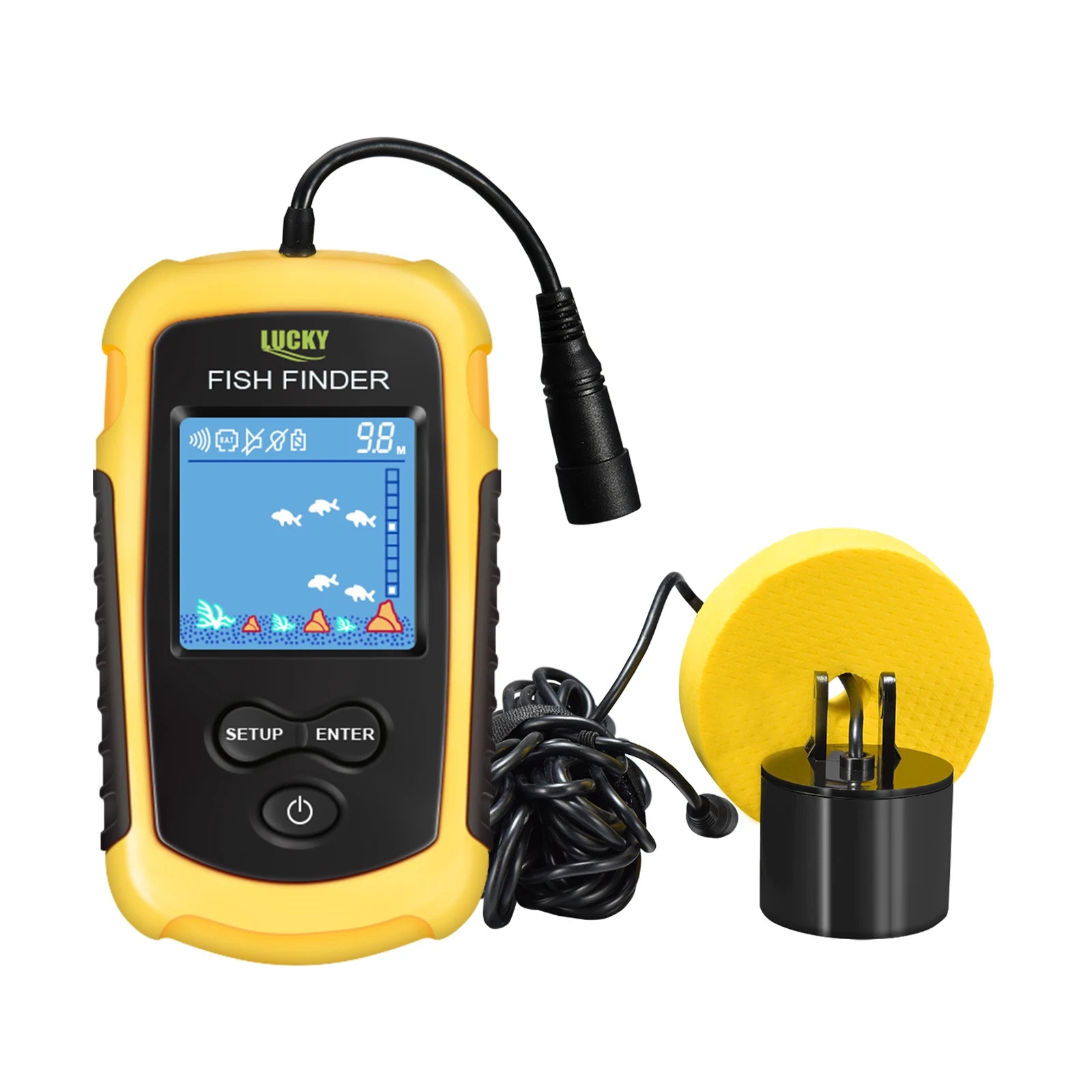 FFC1108-1 Alarm 100M Portable Sonar Fish Finders 45 degrees Sonar Coverage Echo Sounder Alarm Transducer Lake Sea Fishing - Alpine Outdoor Supplies and More