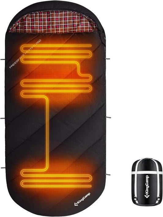 Heated Sleeping Bag for Adults, Extra Wide, Big and Tall.