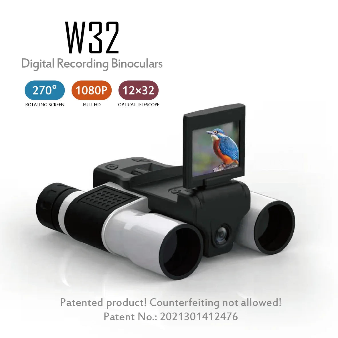 Alpine Outdoor Supplies 2-in-1 digital camera and binoculars with 12x optical zoom, 1080P HD LCD display, and 270-degree rotating view.