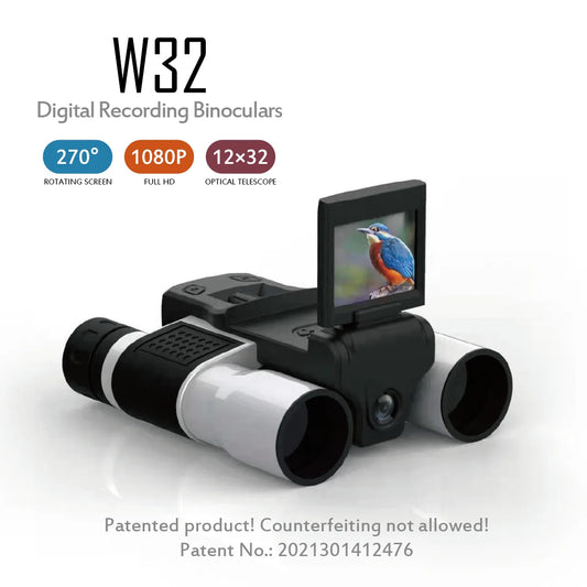 Alpine Outdoor Supplies 2-in-1 digital camera and binoculars with 12x optical zoom, 1080P HD LCD display, and 270-degree rotating view.