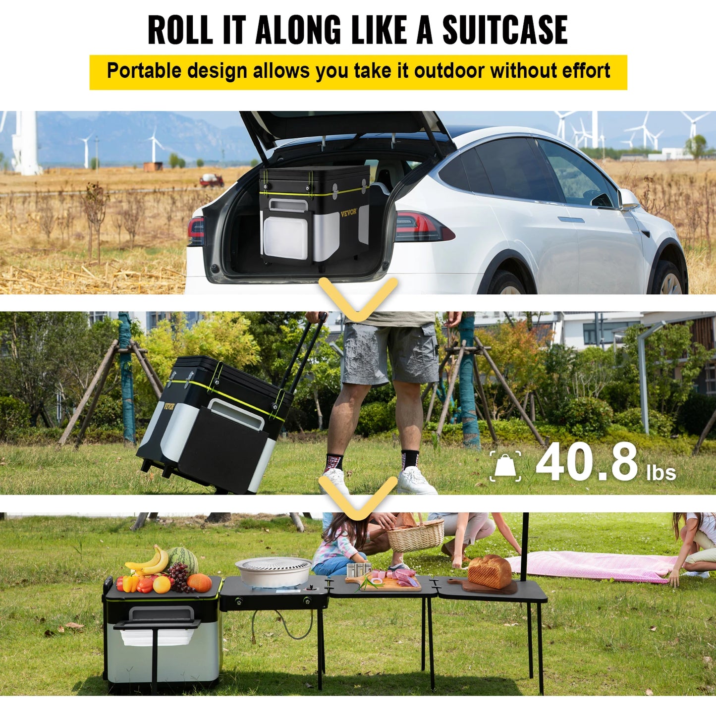 Mobile Kitchen Portable Multifunctional Camp Box w/ Wheels All in One Integrated Camping Cooking Station Foldable