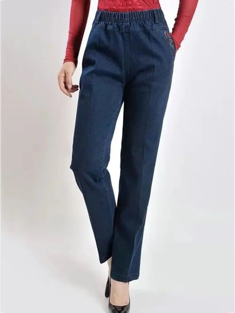 Woman Big Size Spring Vintage Stretch Denim Pants