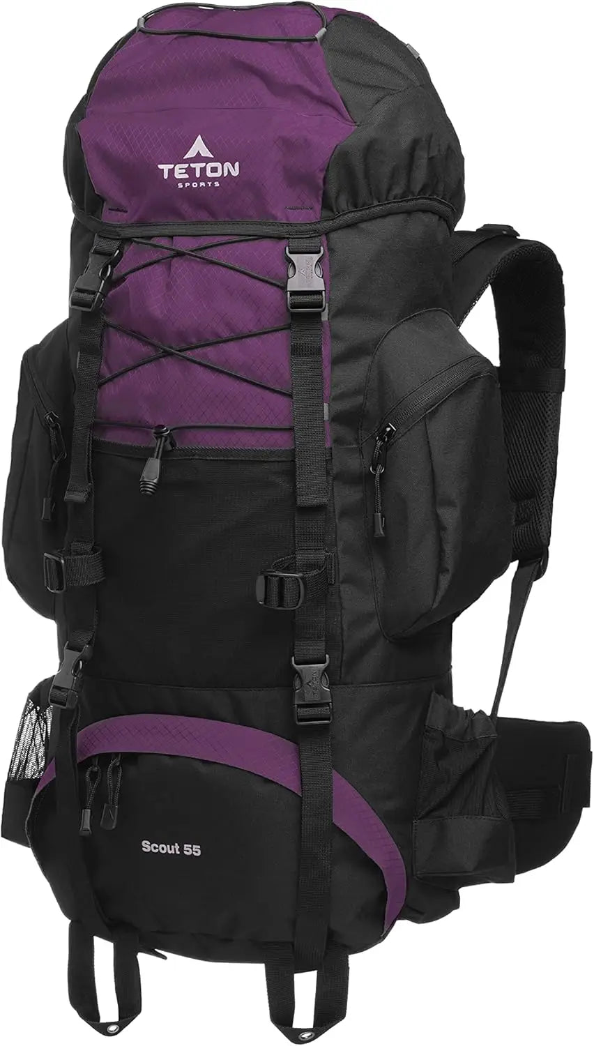 55L Internal Frame Backpack for Hiking, Camping, Backpacking, Rain Cover Included