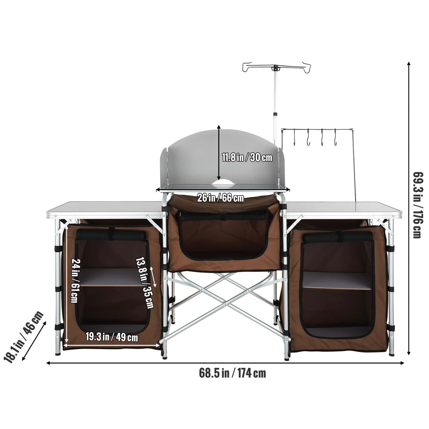 Camping Outdoor Kitchen Table Cabinet Foldable