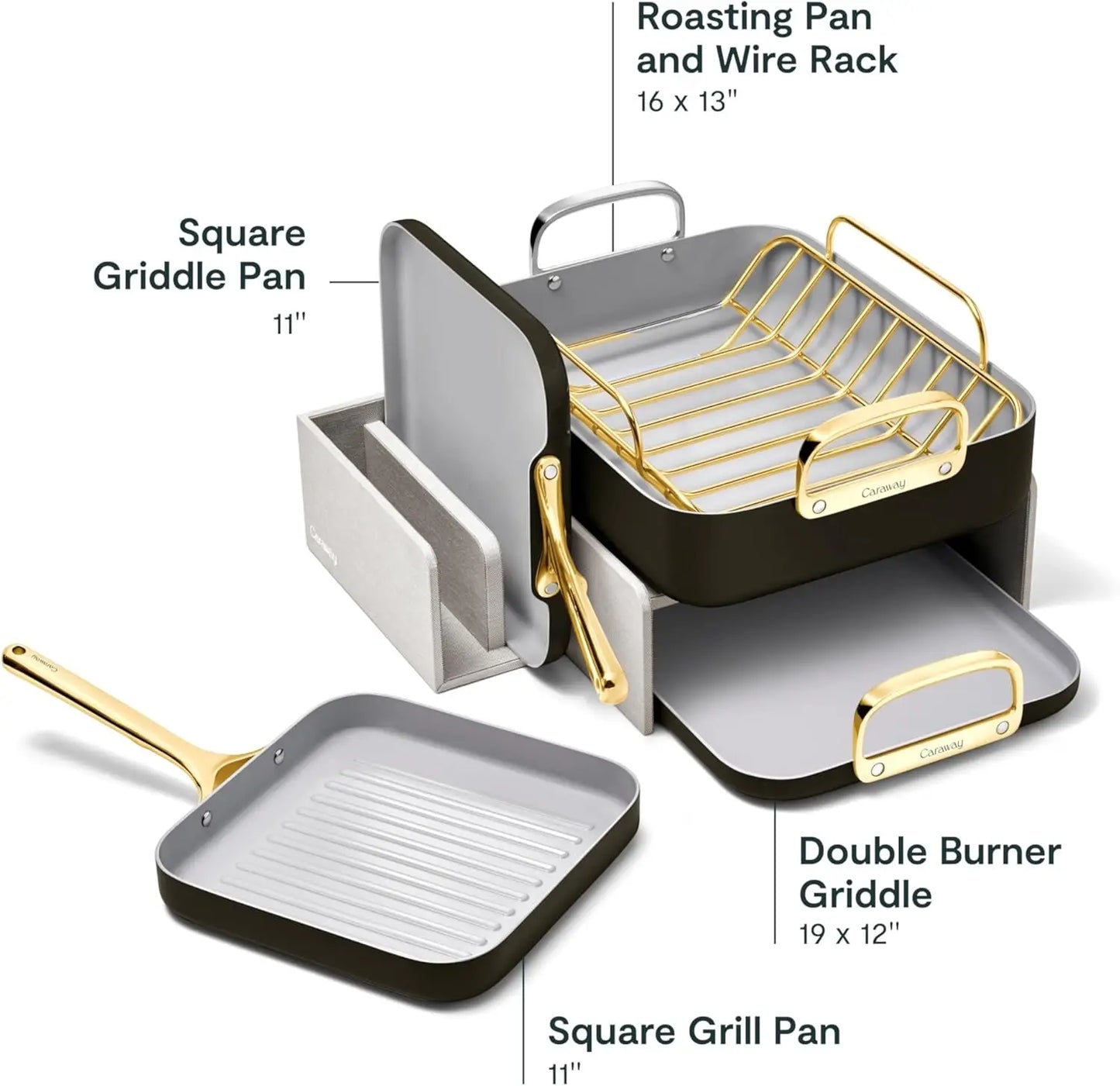 Square Cookware Set - Square Pans Set -