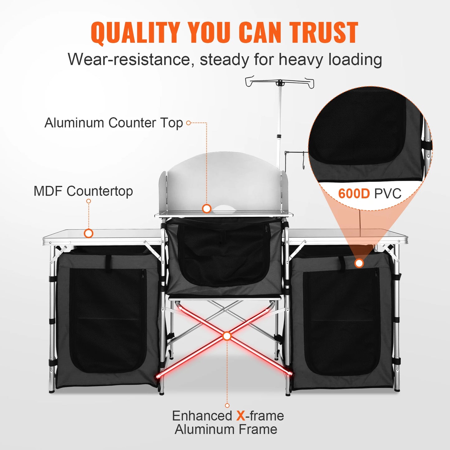 Camping Outdoor Kitchen Table Cabinet Foldable