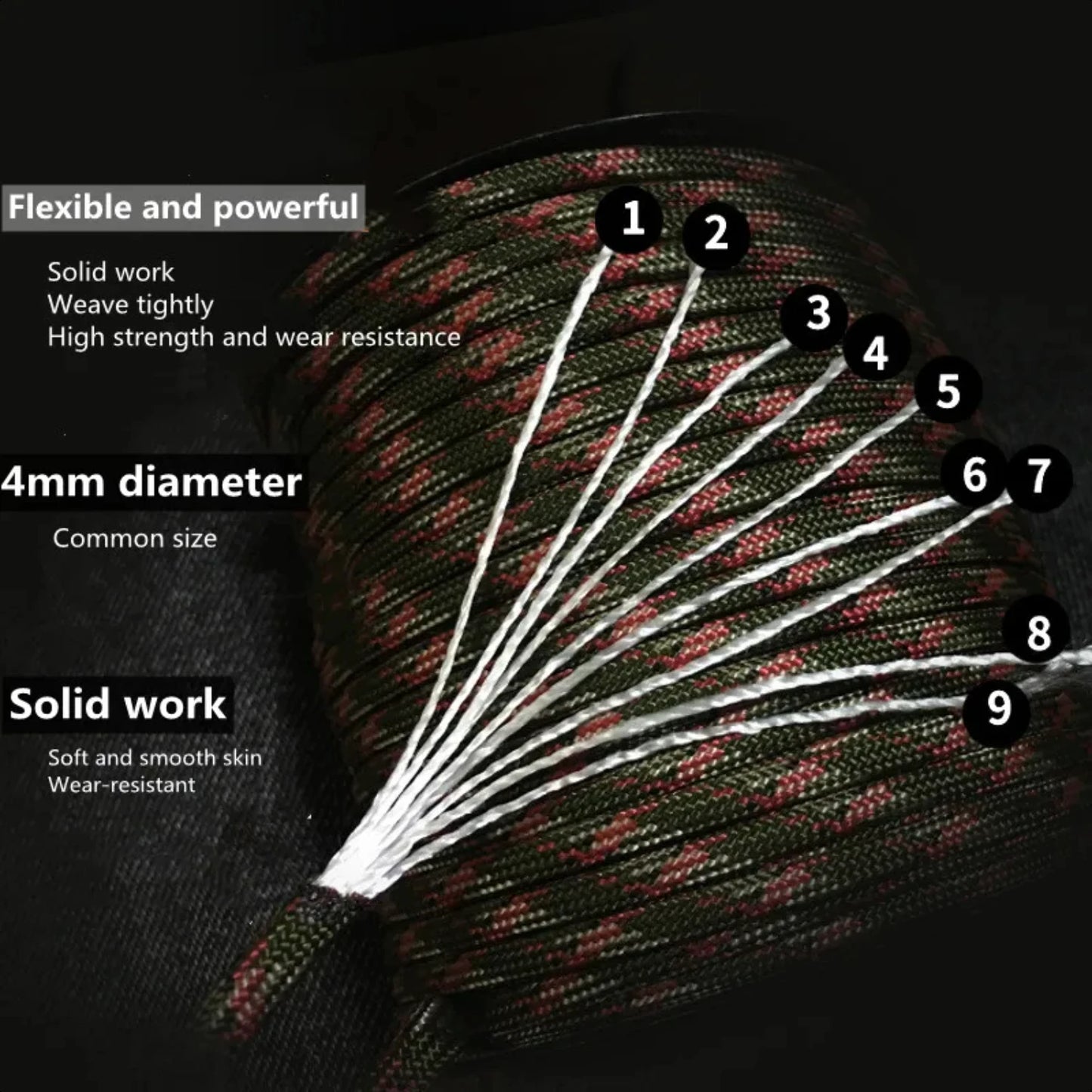 High-Quality 650 Military Grade 4mm Paracord