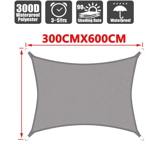 3x5m3x6m4x5m Waterproof Sunshade 300D Shade Protection Shade Sail Awning Camping Shade Cloth Large Outdoor Canopy Garden Yard