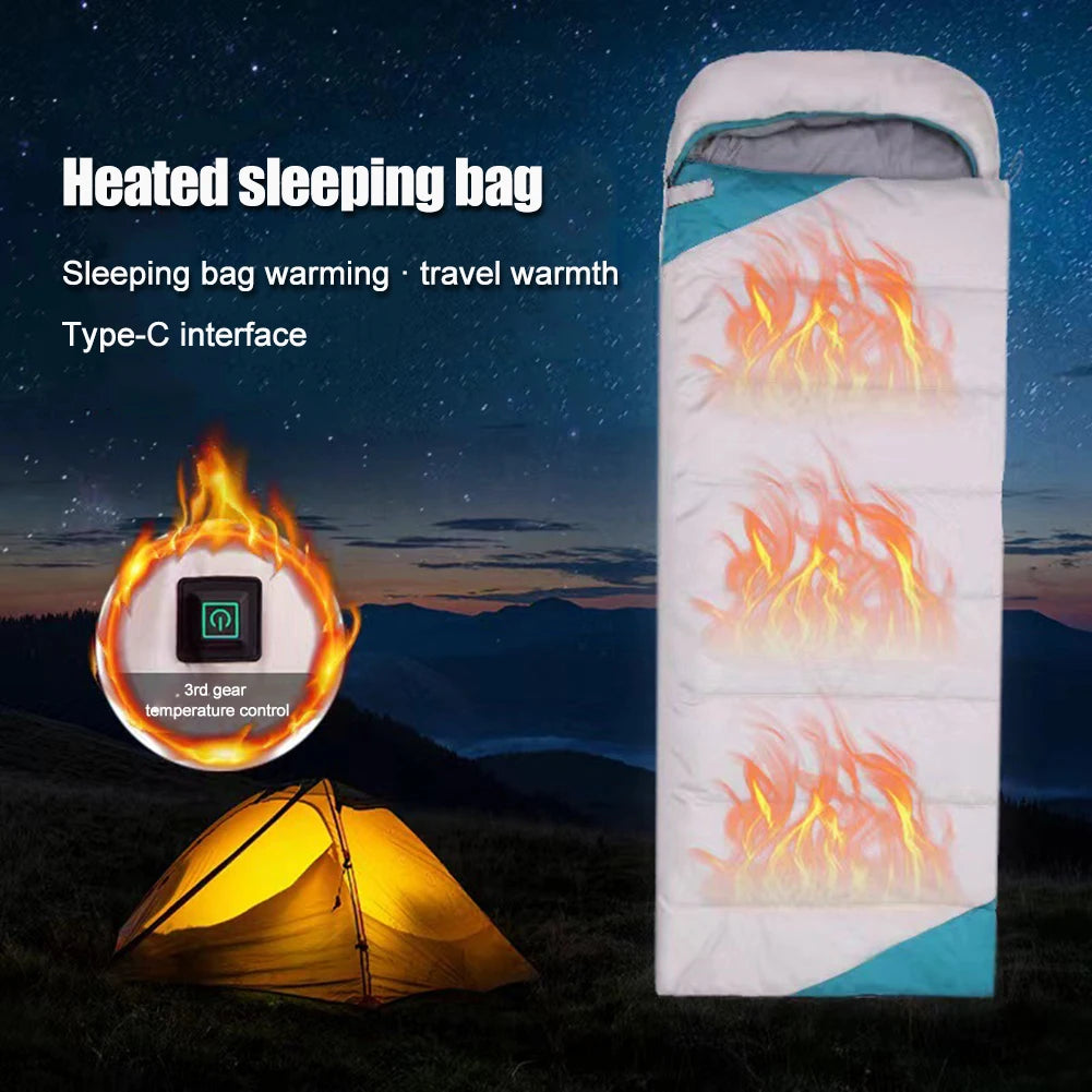 Winter Heating Sleeping Bag Type-C 5V Electric Heated Cushion 3-Level Temperature.