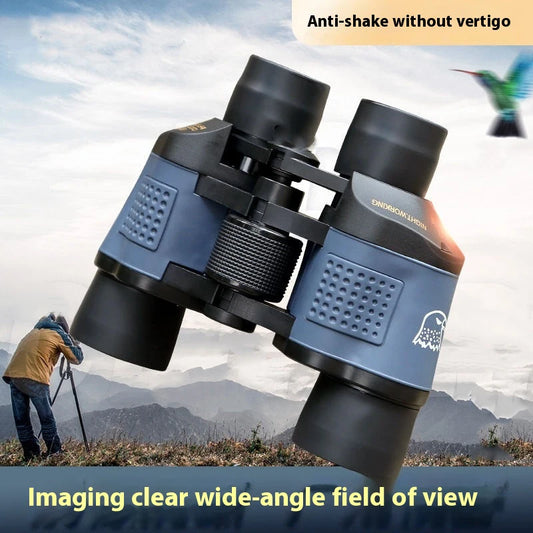 Compact Alpine Outdoor Supplies 80x80 high-power binoculars with HD wide-angle view, ideal for adults and easy to carry.