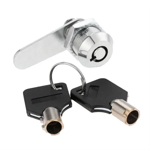 Alpine Outdoor Supplies tubular cam lock set with keys, suitable for drawers, mailboxes, cupboards, and cabinets, includes locking plate.