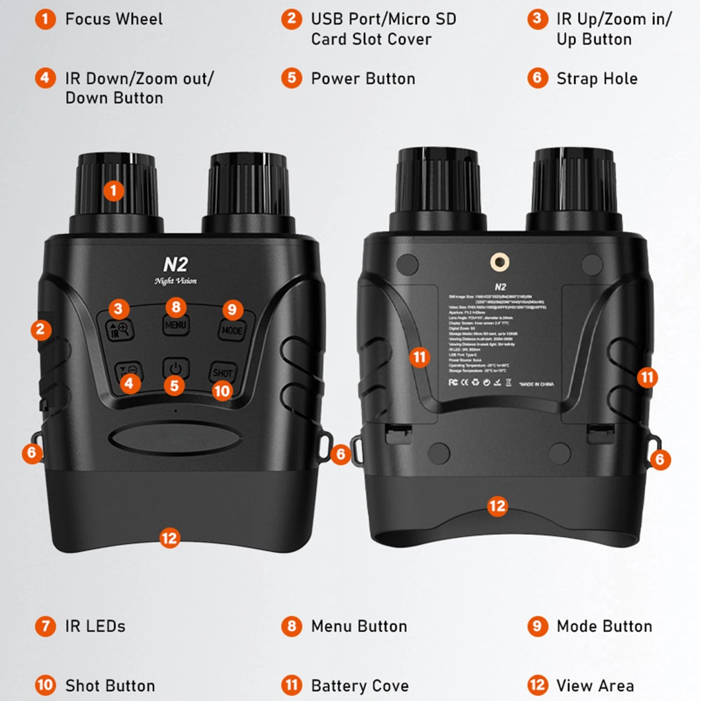 Night Vision Day Binoculars Viewing 984ft/1080P Night Vision 5X Digital Zoom