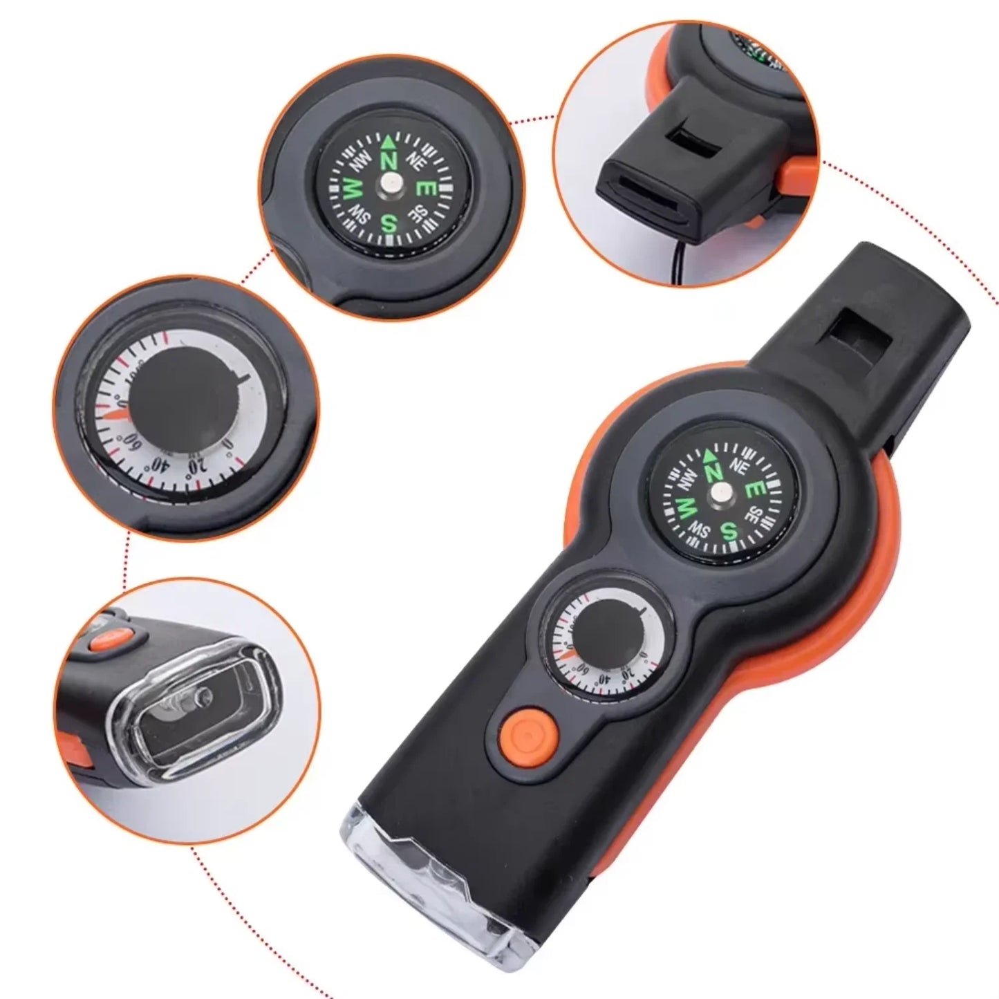 7 in 1 Whistle Outdoor Multifunction Compass