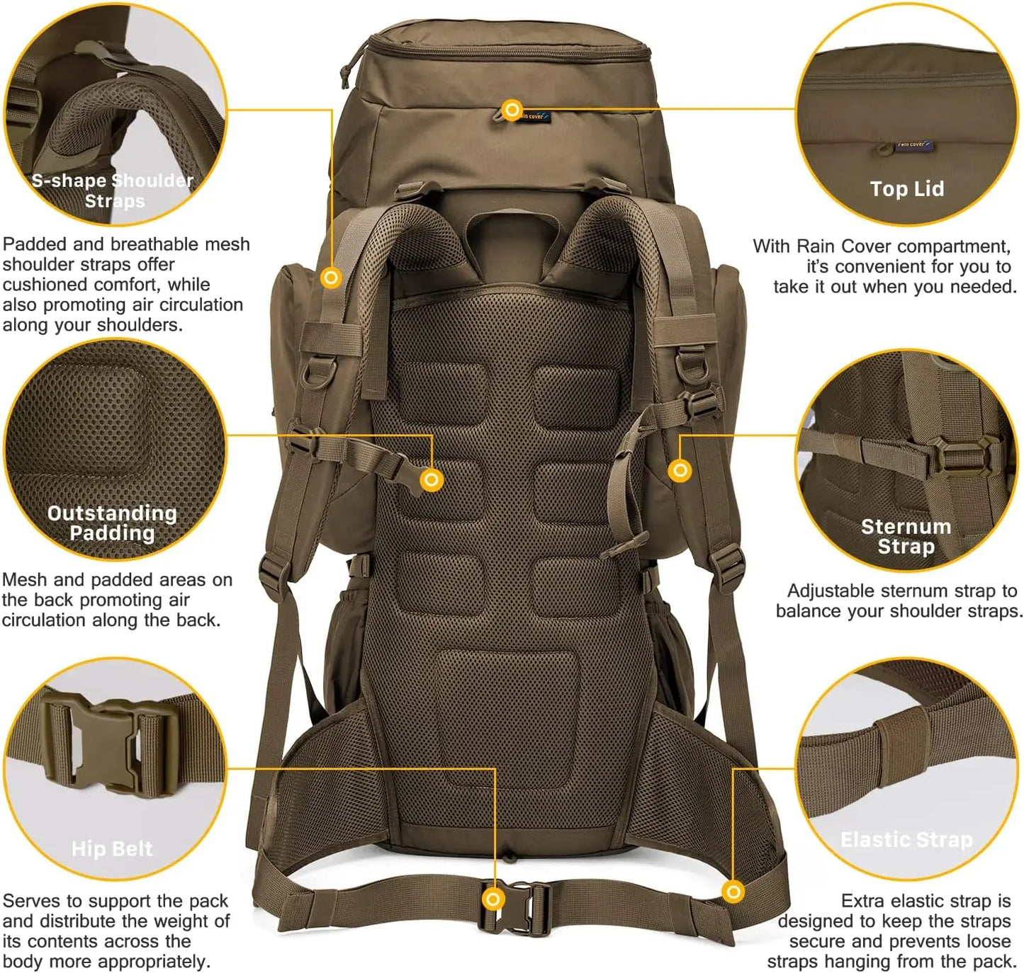 Internal Frame Backpack with Rain Cover