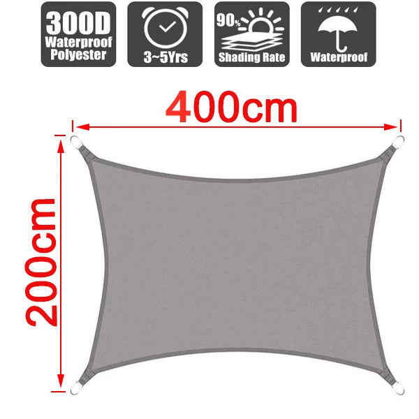 3x5m3x6m4x5m Waterproof Sunshade 300D Shade Protection Shade Sail Awning Camping Shade Cloth Large Outdoor Canopy Garden Yard