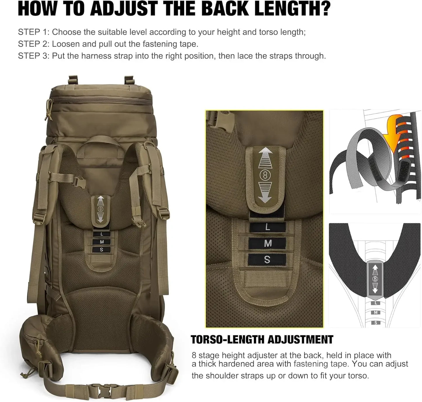 Molle Hiking Internal Frame Backpacks with Rain Cover