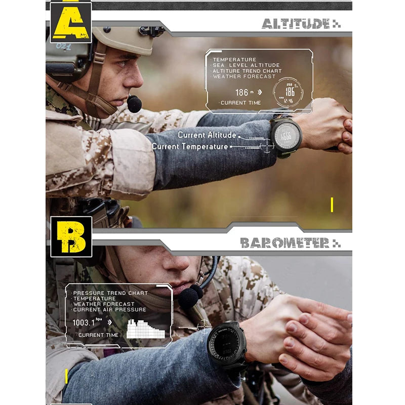 NORTH EDGE Men's sport Digital watch Hours Running Swimming Military Army watches Altimeter Barometer Compass waterproof 50m - Alpine Outdoor Supplies and More