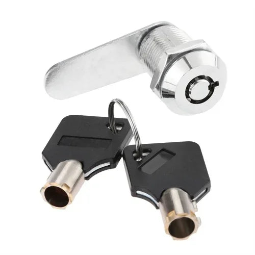 Alpine Outdoor Supplies tubular cam lock set with matching keys, includes locking plate for cabinets, mailboxes, and furniture hardware.