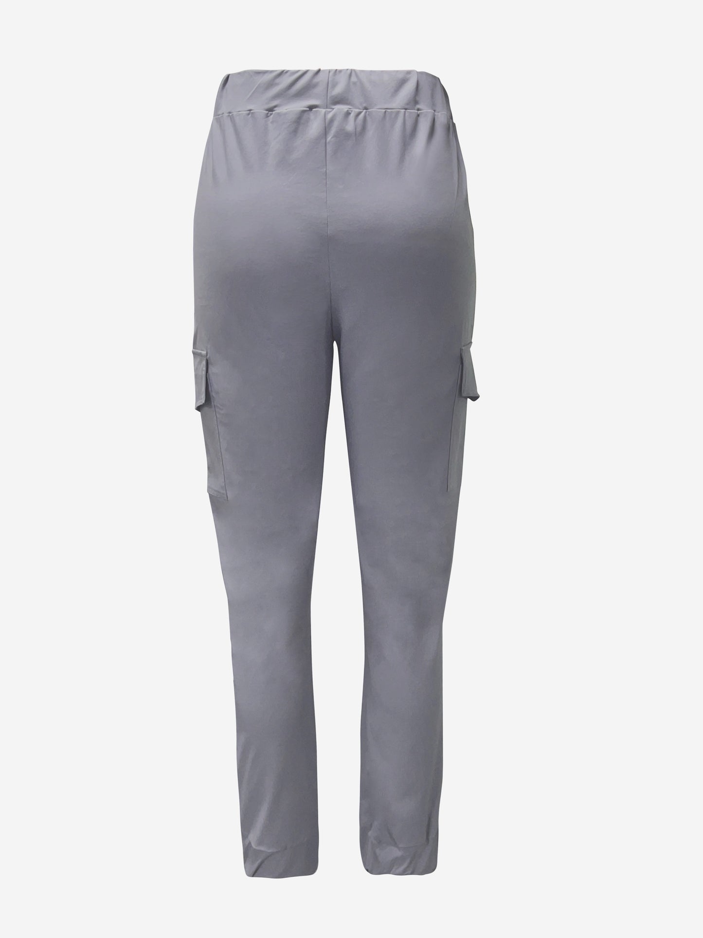 Plus Size Flap Pockets Fitted Bottom Cargo Pants, Drawstring Pants
